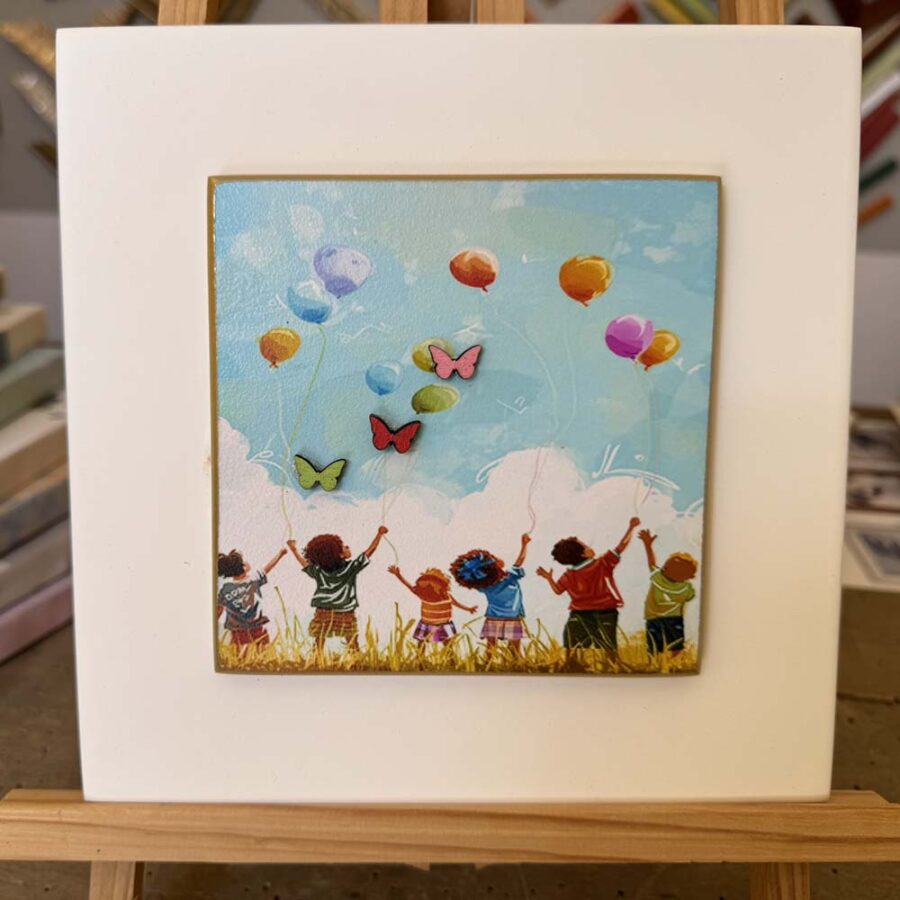 Doppio livello in legno mdf con decorazioni a mano e frase personalizzata per designer compleanni e comunioni, misure 20x20 cm