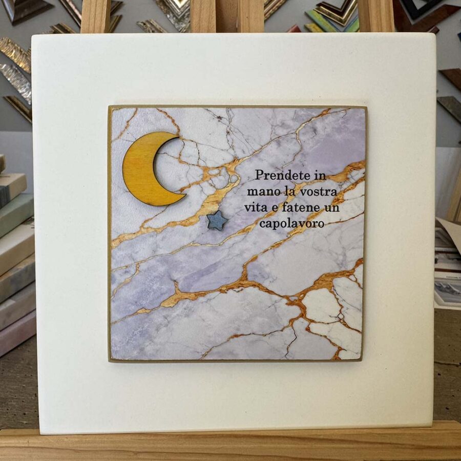 Doppio livello in legno mdf con decorazioni a mano e frase personalizzata per designer, comunioni, cresime e anniversari, misure 20x20 cm