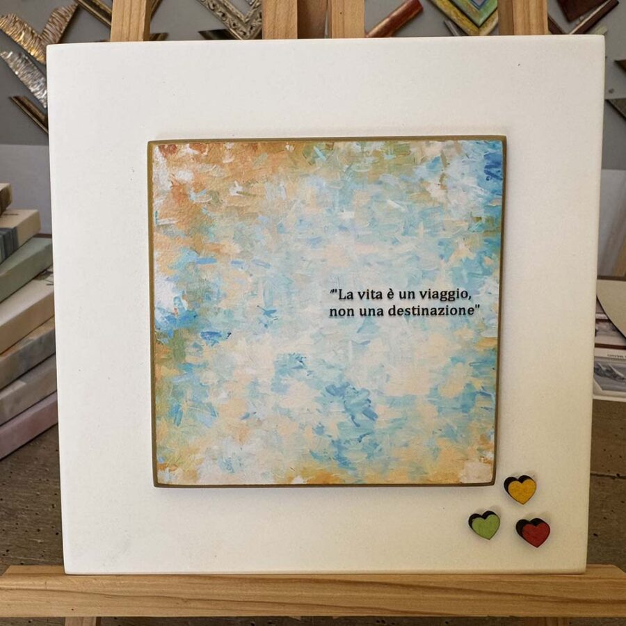 Doppio livello in legno mdf con decorazioni a mano e frase personalizzata per designer, comunioni, cresime e anniversari, misure 20x20 cm